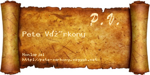 Pete Várkony névjegykártya